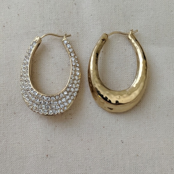 Gold Rhinestone Horseshoe Hoops - Picture 3 of 4